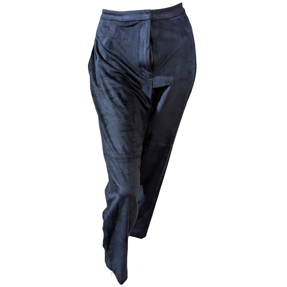 Parisian Signature Vintage Black Suede Sz 10 Womens High Waisted Trouser Pants